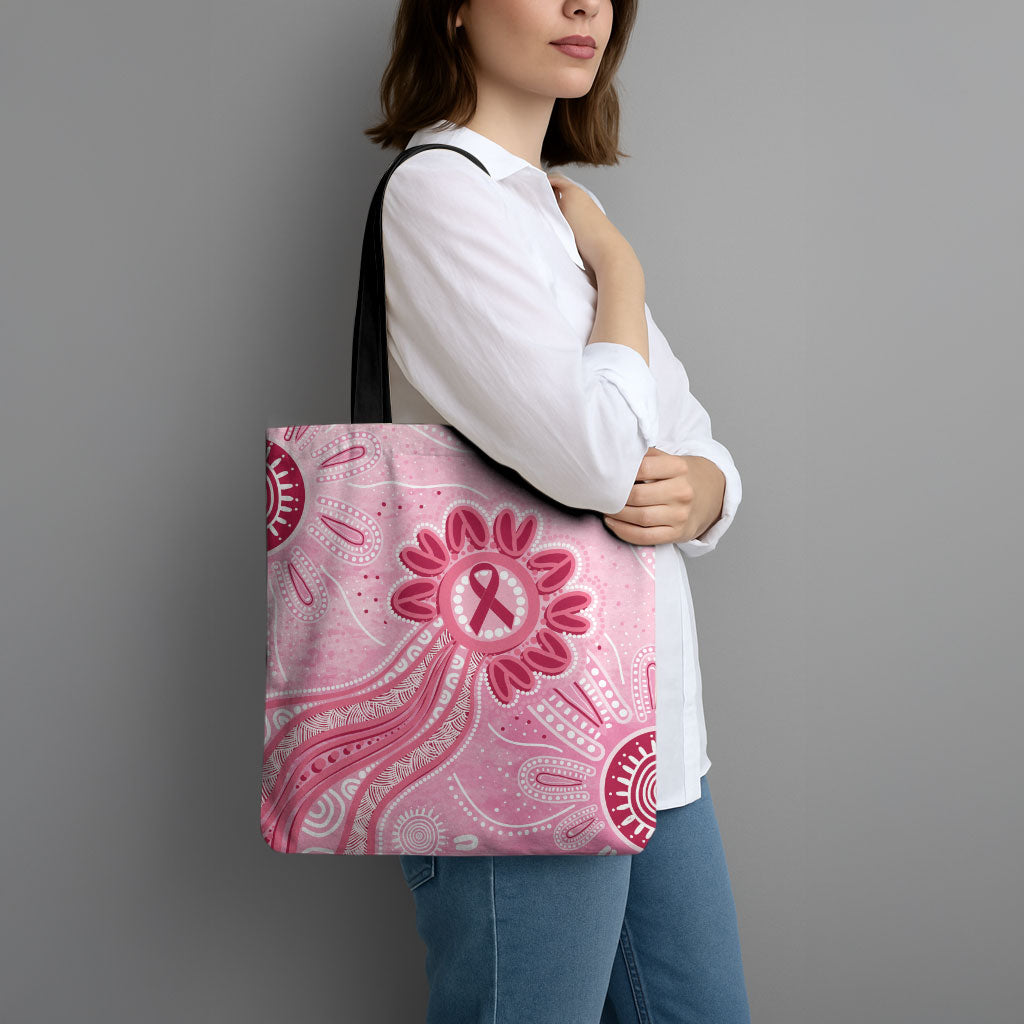 First Nation Aboriginal Dot Arts Tote Bag Think Pink