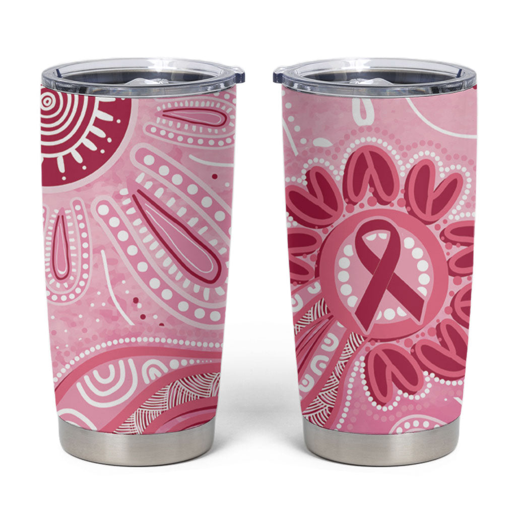 First Nation Aboriginal Dot Arts Tumbler Cup Think Pink