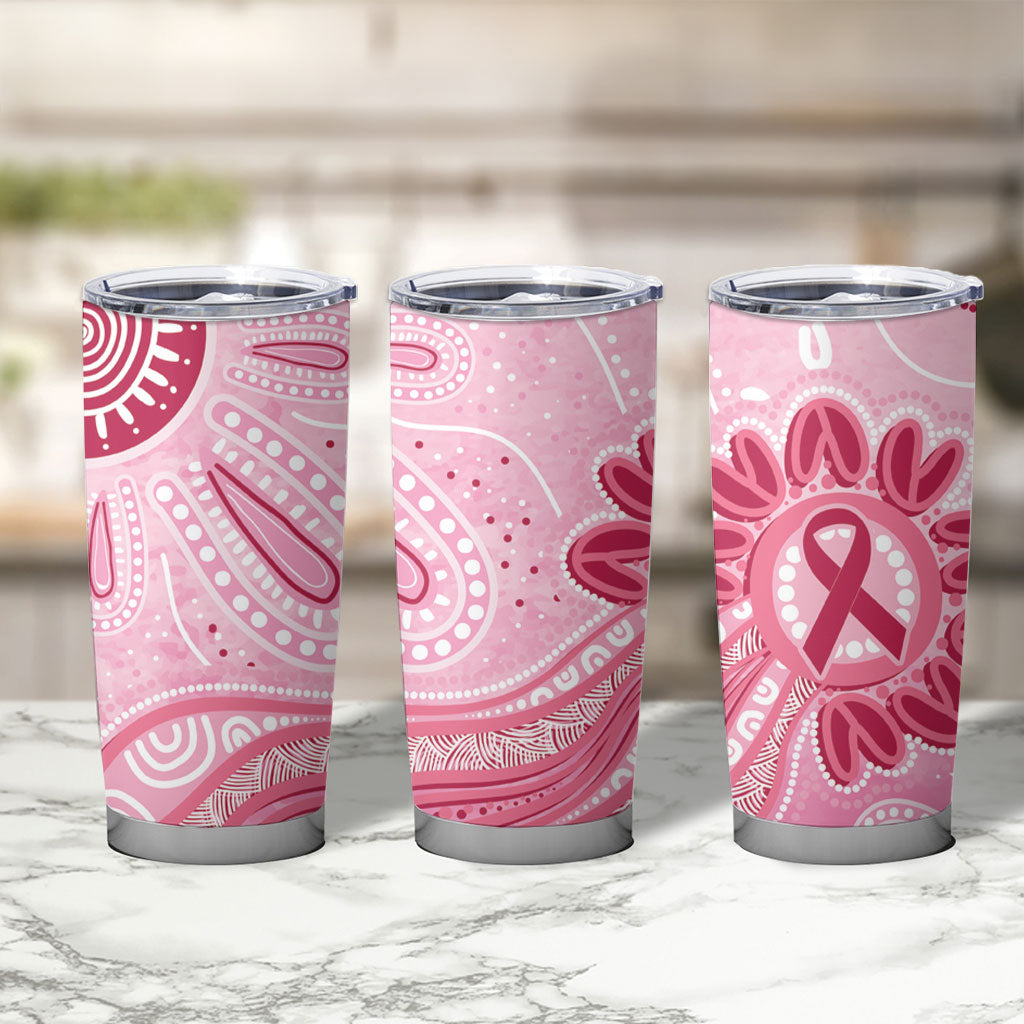 First Nation Aboriginal Dot Arts Tumbler Cup Think Pink