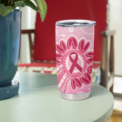 First Nation Aboriginal Dot Arts Tumbler Cup Think Pink