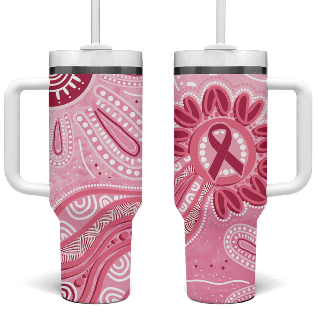 First Nation Aboriginal Dot Arts Tumbler With Handle Think Pink