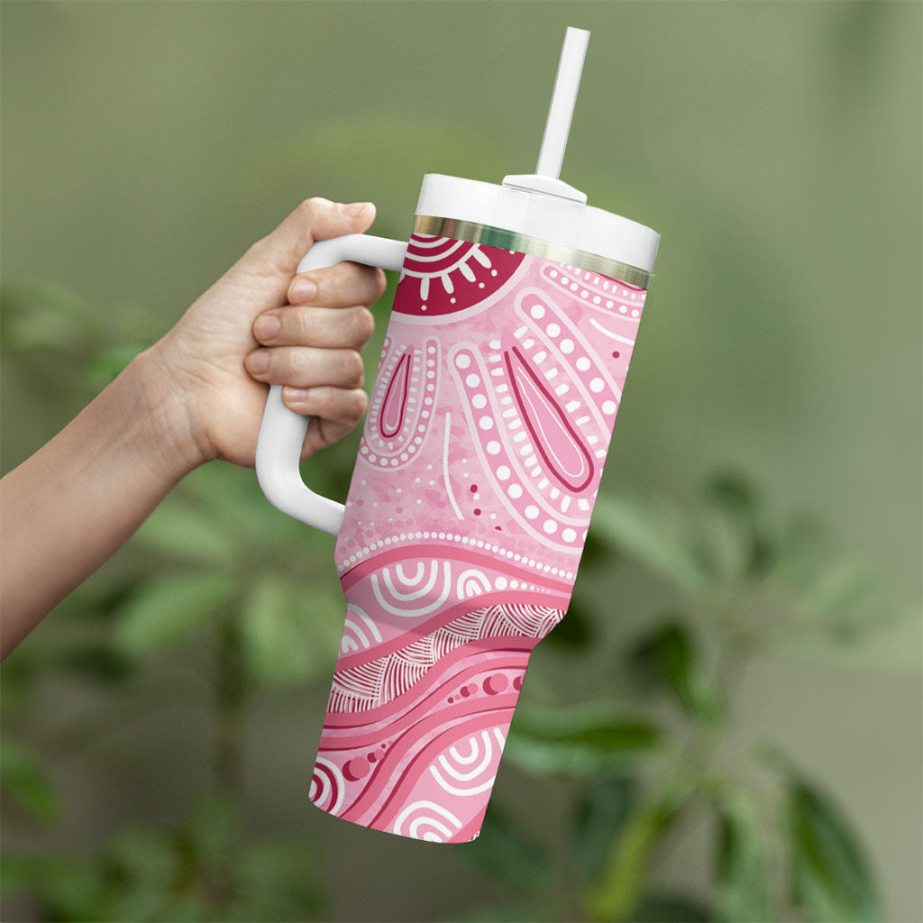 First Nation Aboriginal Dot Arts Tumbler With Handle Think Pink