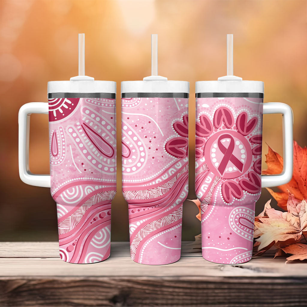 First Nation Aboriginal Dot Arts Tumbler With Handle Think Pink