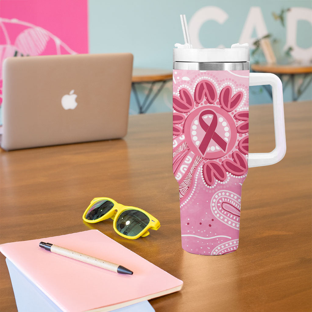 First Nation Aboriginal Dot Arts Tumbler With Handle Think Pink