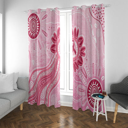 First Nation Aboriginal Dot Arts Window Curtain Think Pink