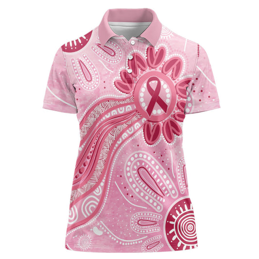 First Nation Aboriginal Dot Arts Women Polo Shirt Think Pink