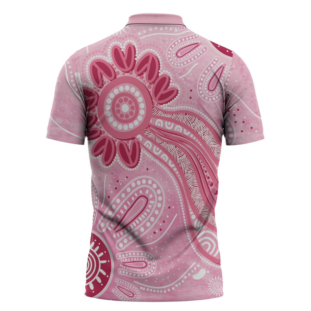 First Nation Aboriginal Dot Arts Zipper Polo Shirt Think Pink