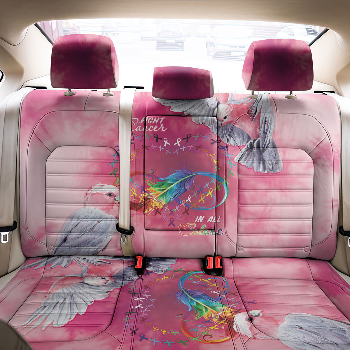 Australia Fight Cancer In All Colors Back Car Seat Cover Galah Pink Tie Dye