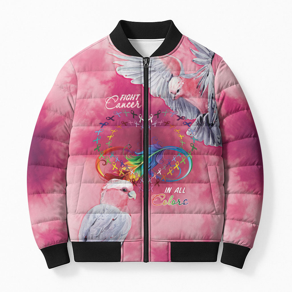 Australia Fight Cancer In All Colors Bomber Puffer Jacket Galah Pink Tie Dye