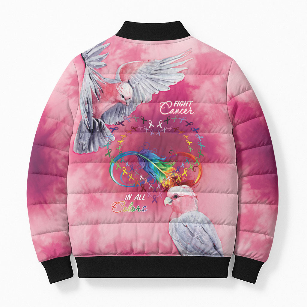 Australia Fight Cancer In All Colors Bomber Puffer Jacket Galah Pink Tie Dye