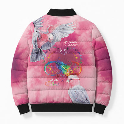 Australia Fight Cancer In All Colors Bomber Puffer Jacket Galah Pink Tie Dye