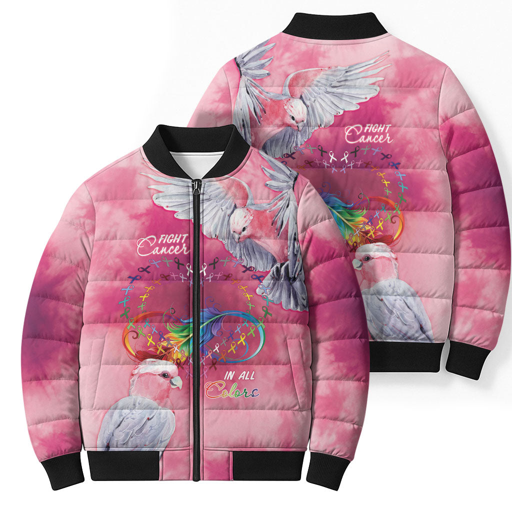 Australia Fight Cancer In All Colors Bomber Puffer Jacket Galah Pink Tie Dye