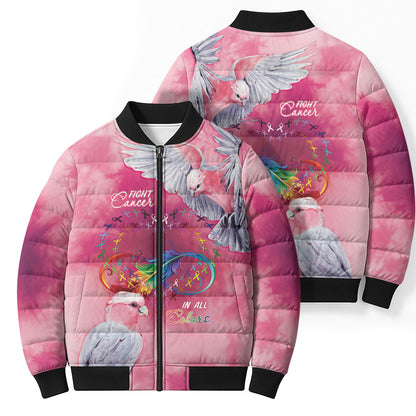 Australia Fight Cancer In All Colors Bomber Puffer Jacket Galah Pink Tie Dye