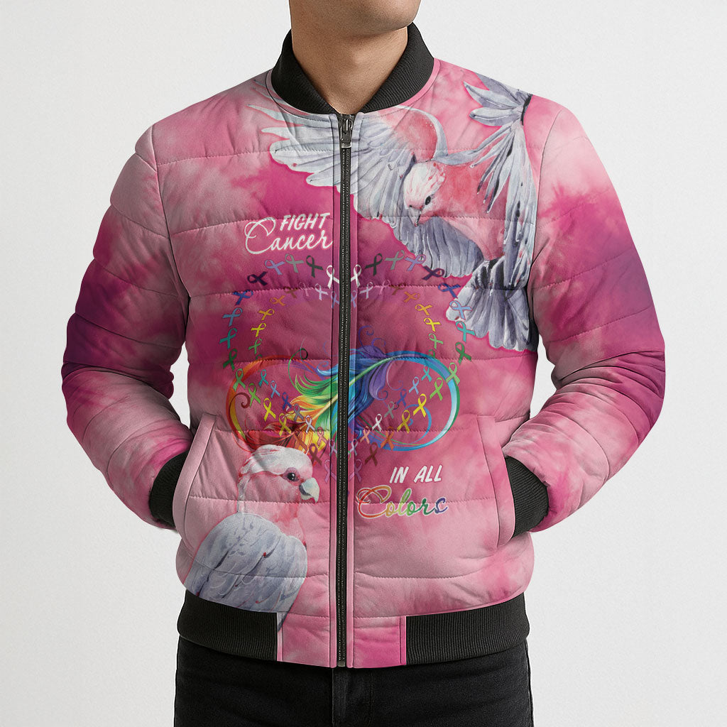Australia Fight Cancer In All Colors Bomber Puffer Jacket Galah Pink Tie Dye