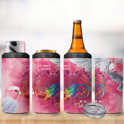 Australia Fight Cancer In All Colors 4 in 1 Can Cooler Tumbler Galah Pink Tie Dye