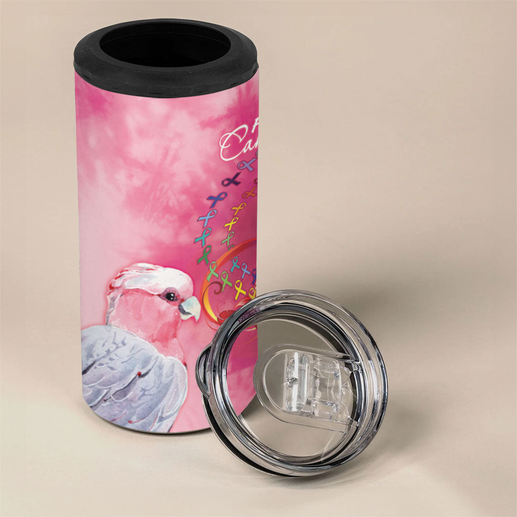 Australia Fight Cancer In All Colors 4 in 1 Can Cooler Tumbler Galah Pink Tie Dye