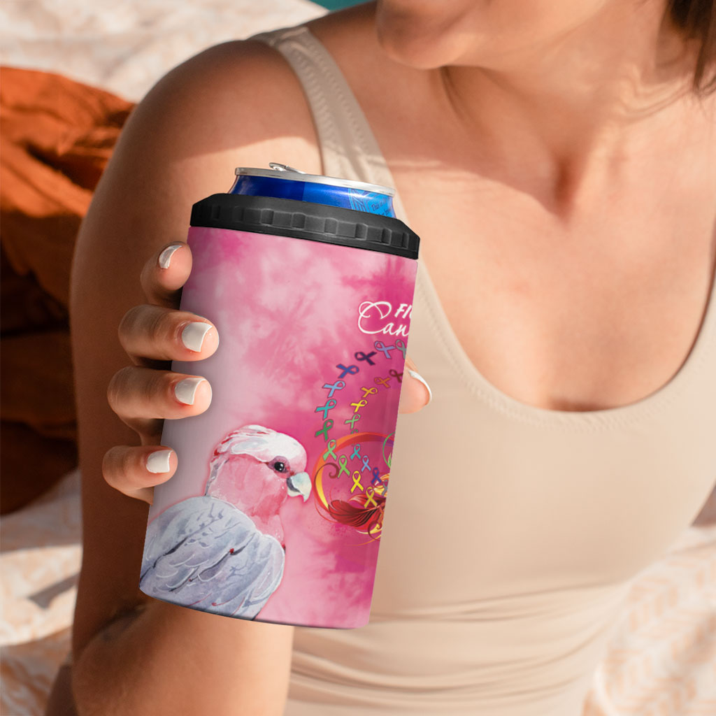 Australia Fight Cancer In All Colors 4 in 1 Can Cooler Tumbler Galah Pink Tie Dye