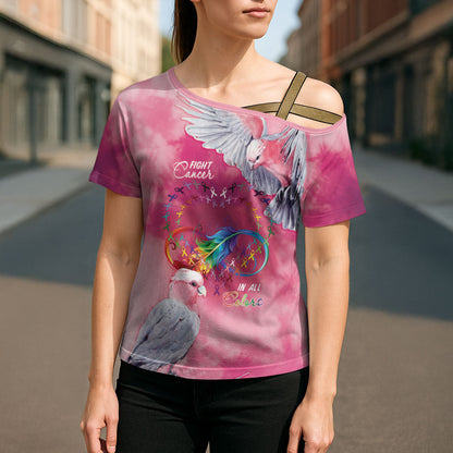 Australia Fight Cancer In All Colors Cross Shoulder Shirt Galah Pink Tie Dye