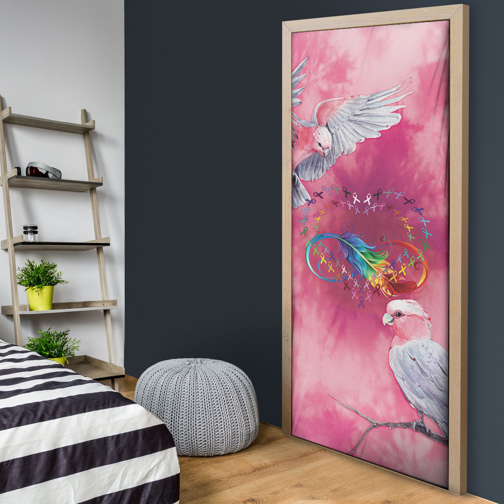 Australia Fight Cancer In All Colors Door Cover Galah Pink Tie Dye