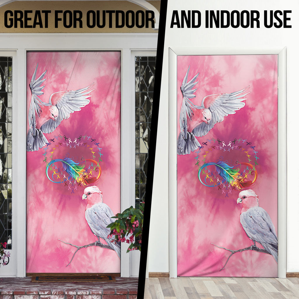 Australia Fight Cancer In All Colors Door Cover Galah Pink Tie Dye