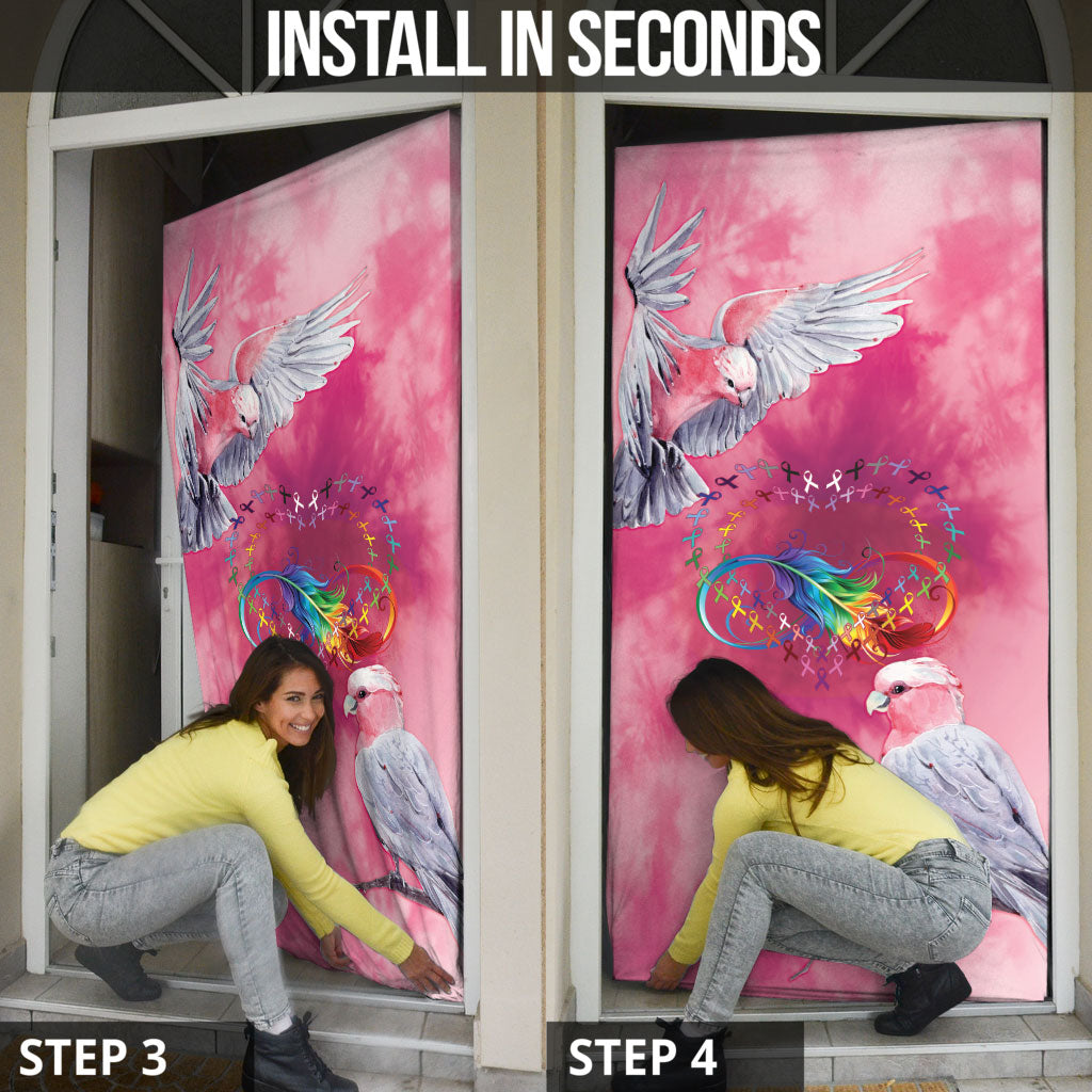 Australia Fight Cancer In All Colors Door Cover Galah Pink Tie Dye