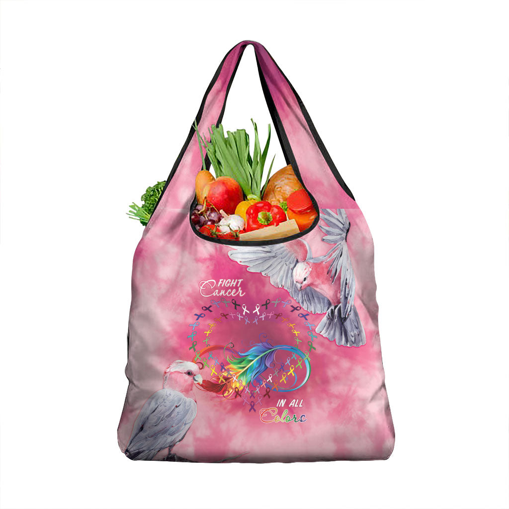 Australia Fight Cancer In All Colors Grocery Bag Galah Pink Tie Dye