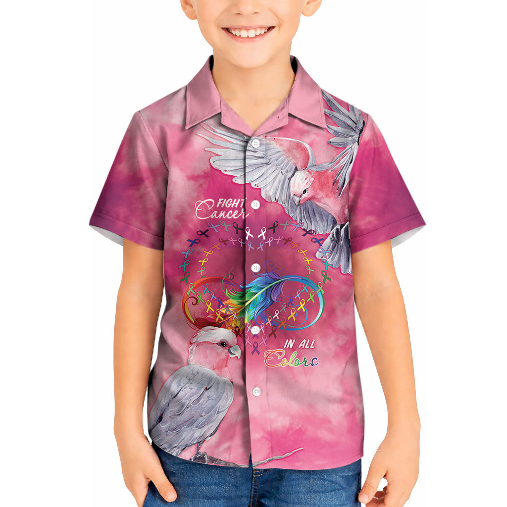Australia Fight Cancer In All Colors Kid Hawaiian Shirt Galah Pink Tie Dye
