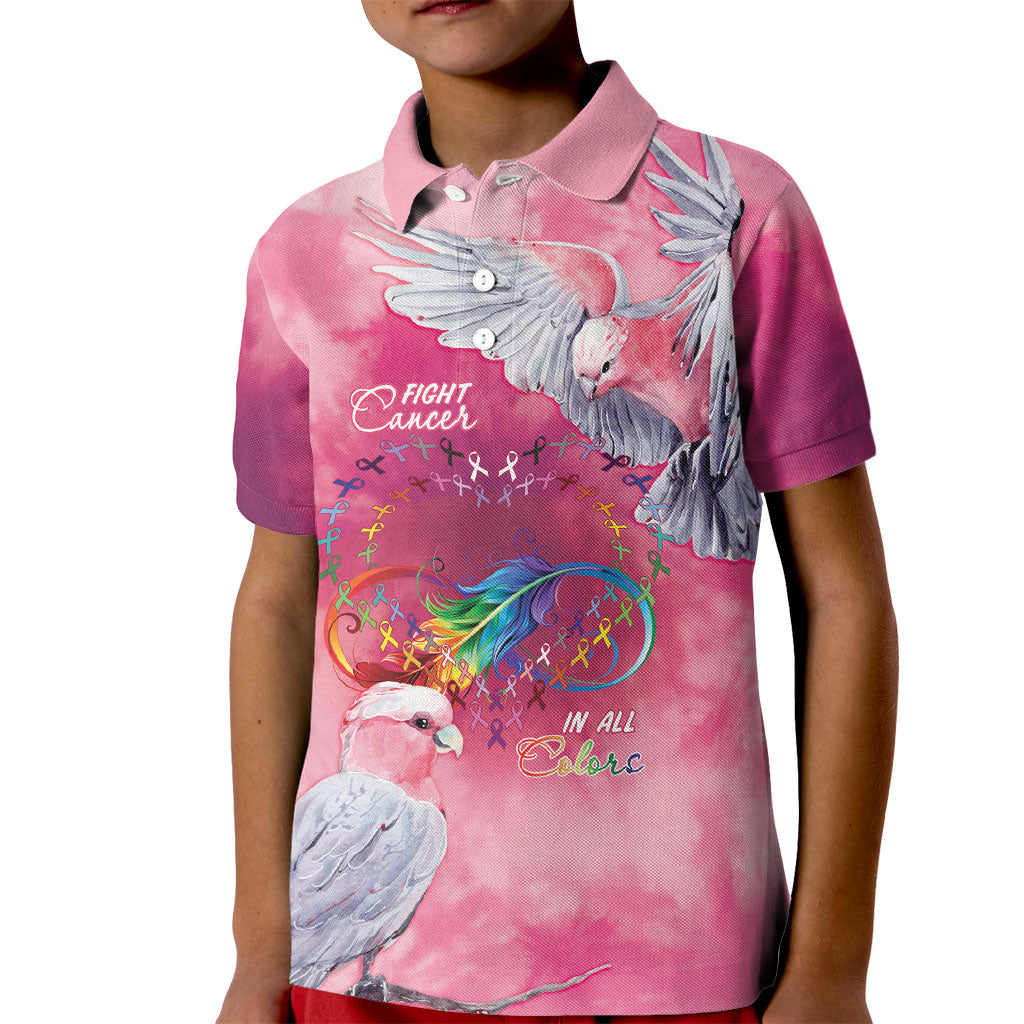 Australia Fight Cancer In All Colors Kid Polo Shirt Galah Pink Tie Dye