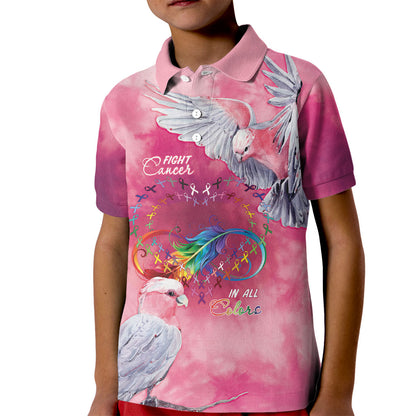 Australia Fight Cancer In All Colors Kid Polo Shirt Galah Pink Tie Dye