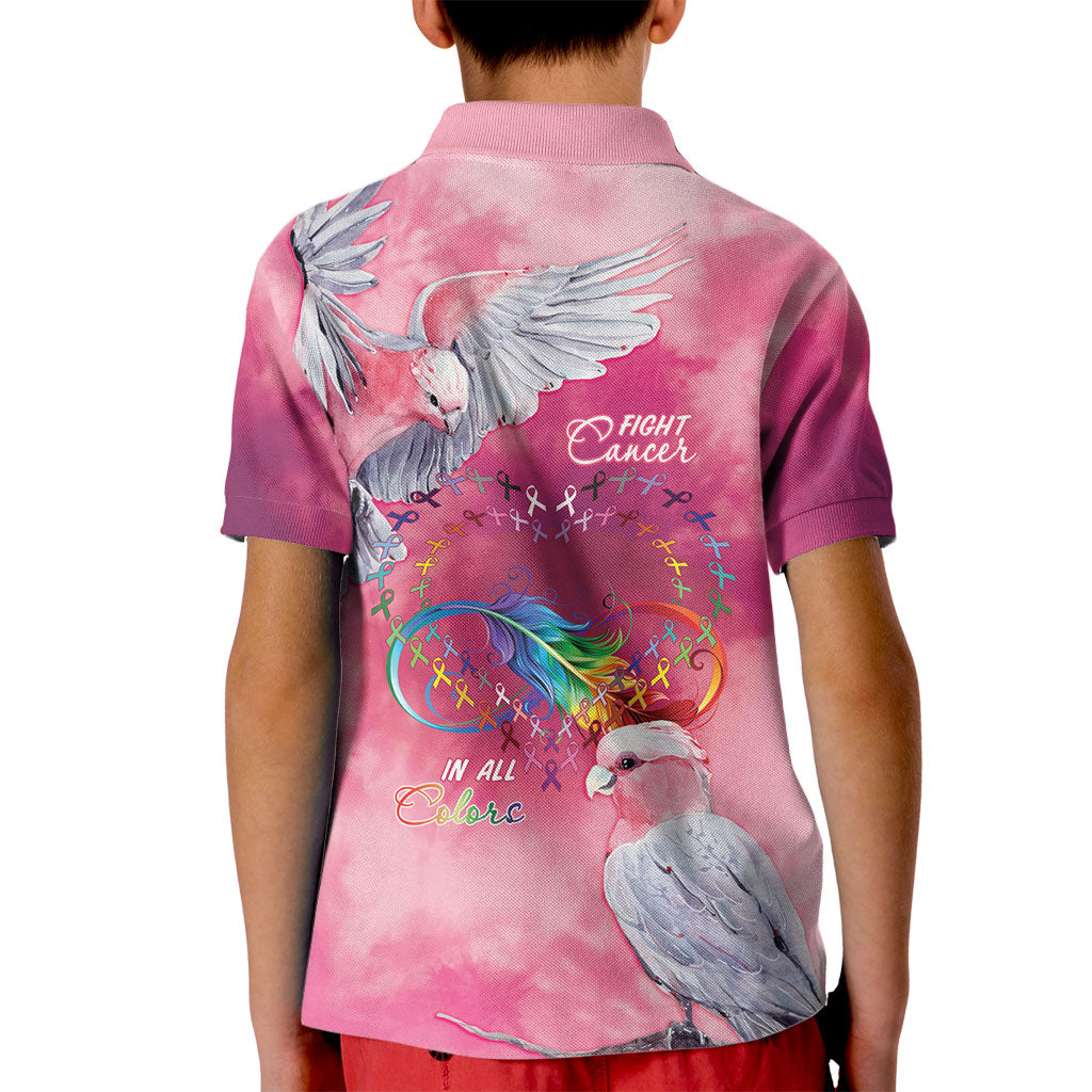 Australia Fight Cancer In All Colors Kid Polo Shirt Galah Pink Tie Dye