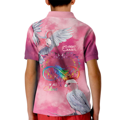 Australia Fight Cancer In All Colors Kid Polo Shirt Galah Pink Tie Dye