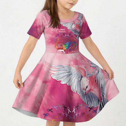 Australia Fight Cancer In All Colors Kid Short Sleeve Dress Galah Pink Tie Dye