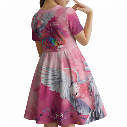 Australia Fight Cancer In All Colors Kid Short Sleeve Dress Galah Pink Tie Dye