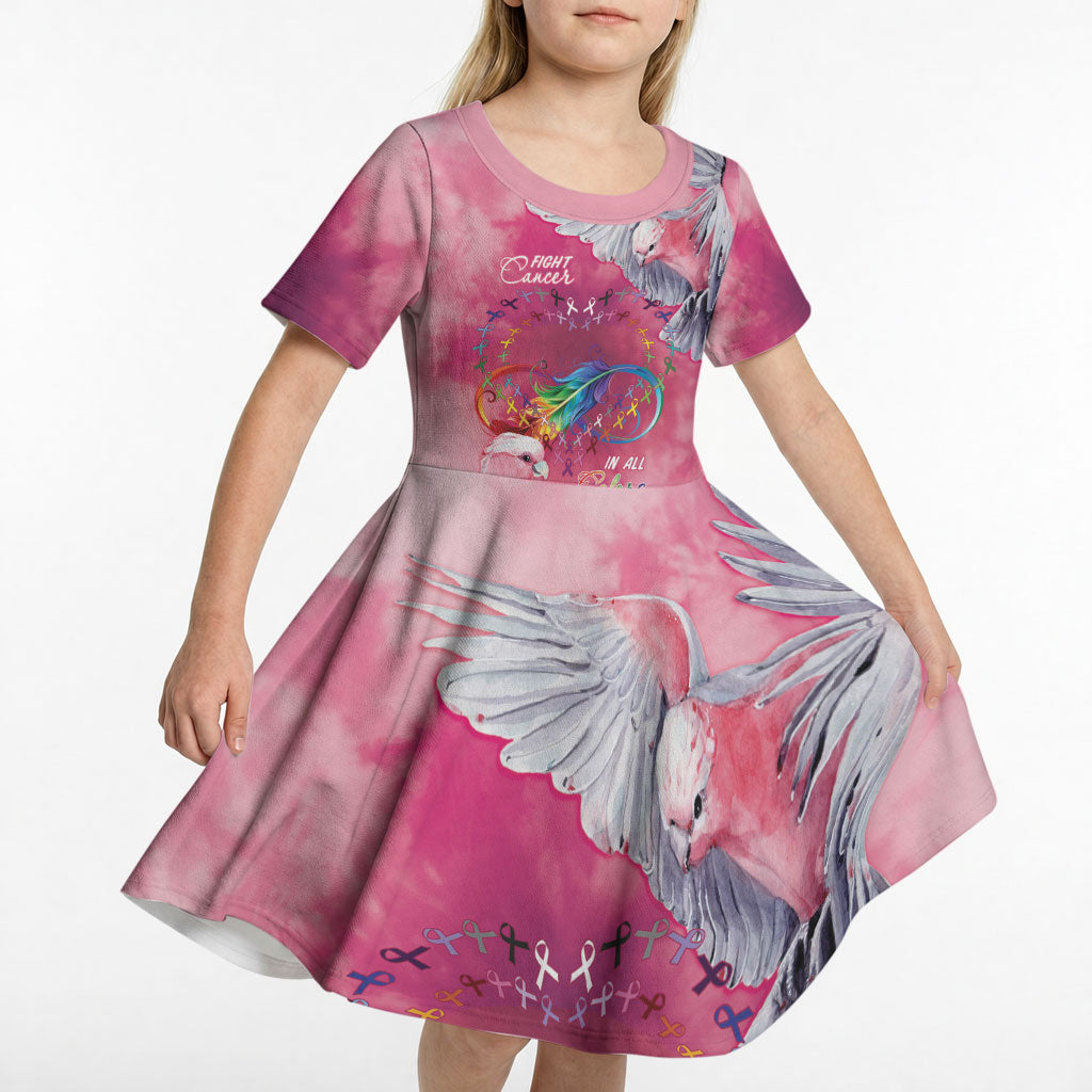 Australia Fight Cancer In All Colors Kid Short Sleeve Dress Galah Pink Tie Dye