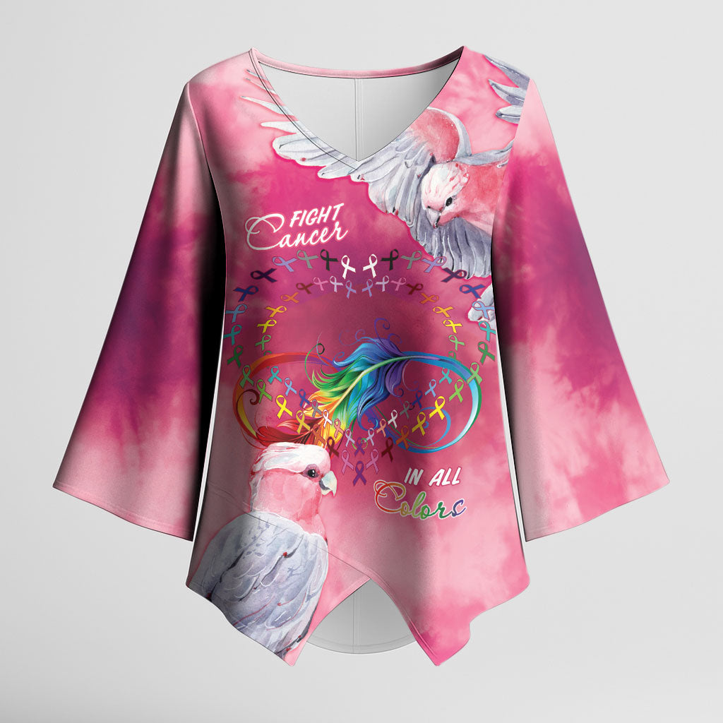 Australia Fight Cancer In All Colors Kimono Sleeve Blouse Galah Pink Tie Dye