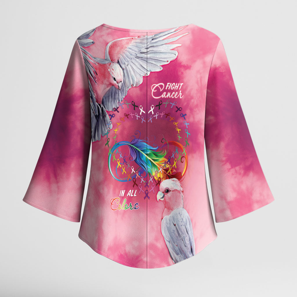Australia Fight Cancer In All Colors Kimono Sleeve Blouse Galah Pink Tie Dye