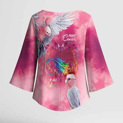 Australia Fight Cancer In All Colors Kimono Sleeve Blouse Galah Pink Tie Dye