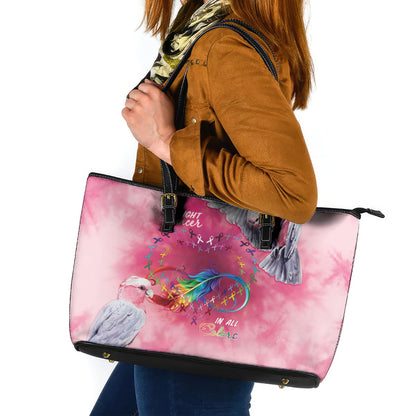 Australia Fight Cancer In All Colors Leather Tote Bag Galah Pink Tie Dye
