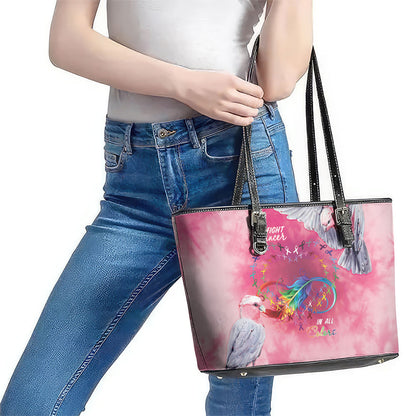 Australia Fight Cancer In All Colors Leather Tote Bag Galah Pink Tie Dye