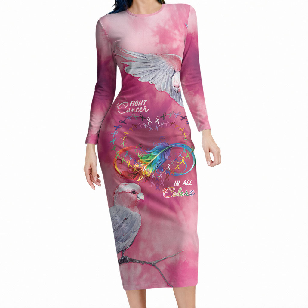 Australia Fight Cancer In All Colors Long Sleeve Bodycon Dress Galah Pink Tie Dye