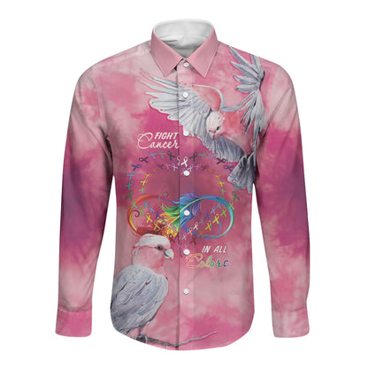 Australia Fight Cancer In All Colors Long Sleeve Button Shirt Galah Pink Tie Dye