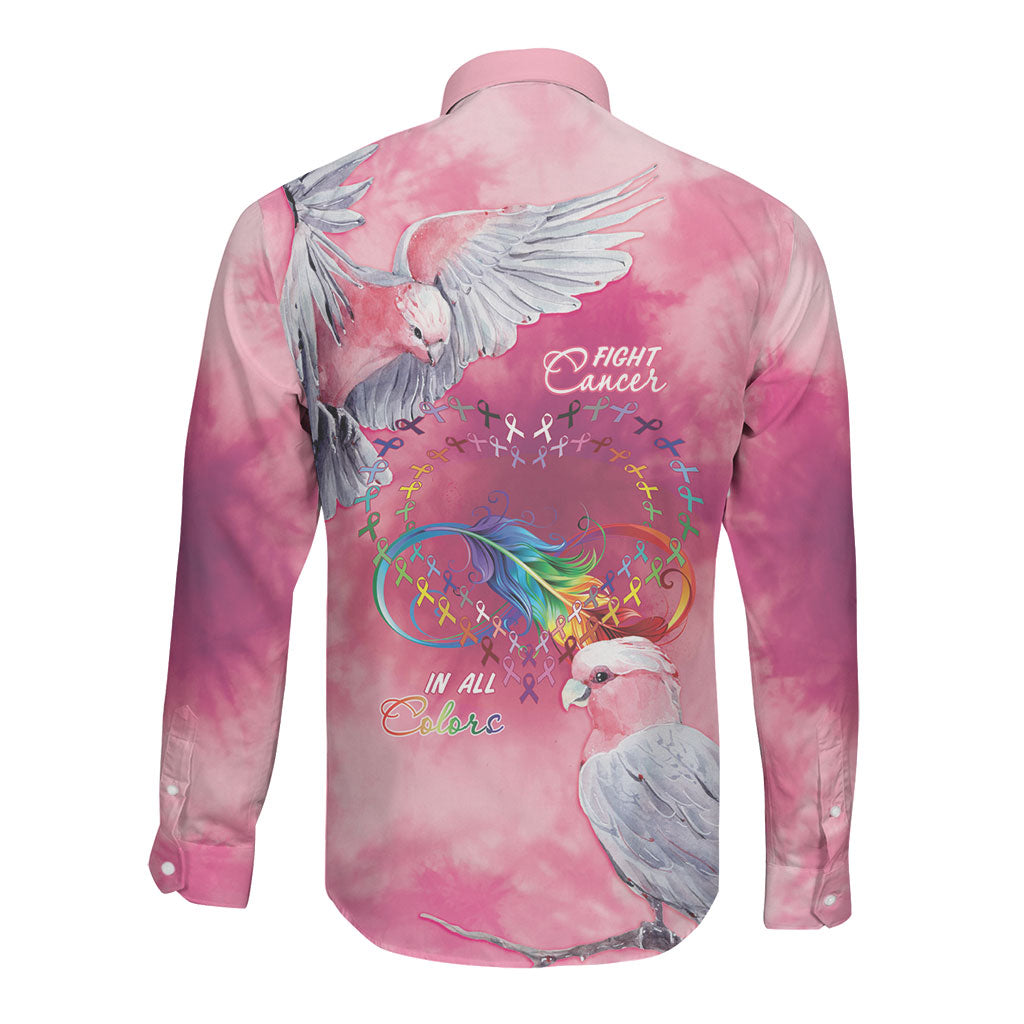 Australia Fight Cancer In All Colors Long Sleeve Button Shirt Galah Pink Tie Dye