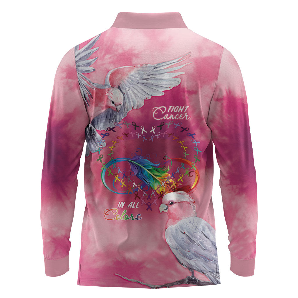 Australia Fight Cancer In All Colors Long Sleeve Polo Shirt Galah Pink Tie Dye