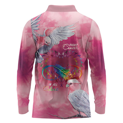 Australia Fight Cancer In All Colors Long Sleeve Polo Shirt Galah Pink Tie Dye