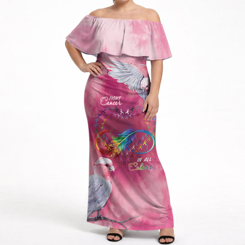 Australia Fight Cancer In All Colors Off Shoulder Maxi Dress Galah Pink Tie Dye