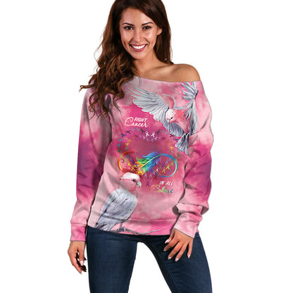 Australia Fight Cancer In All Colors Off Shoulder Sweater Galah Pink Tie Dye
