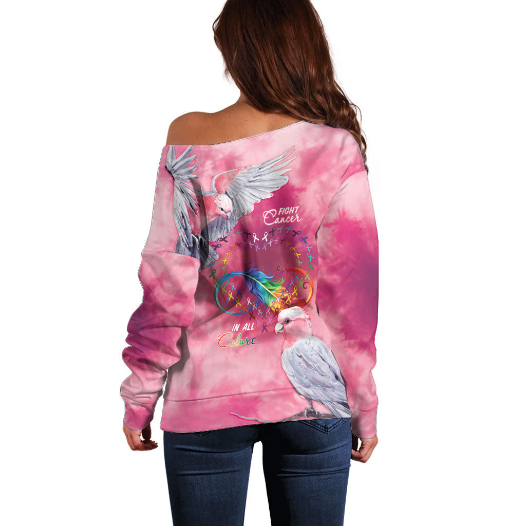 Australia Fight Cancer In All Colors Off Shoulder Sweater Galah Pink Tie Dye