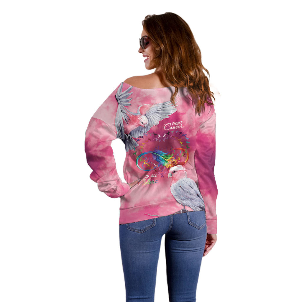 Australia Fight Cancer In All Colors Off Shoulder Sweater Galah Pink Tie Dye