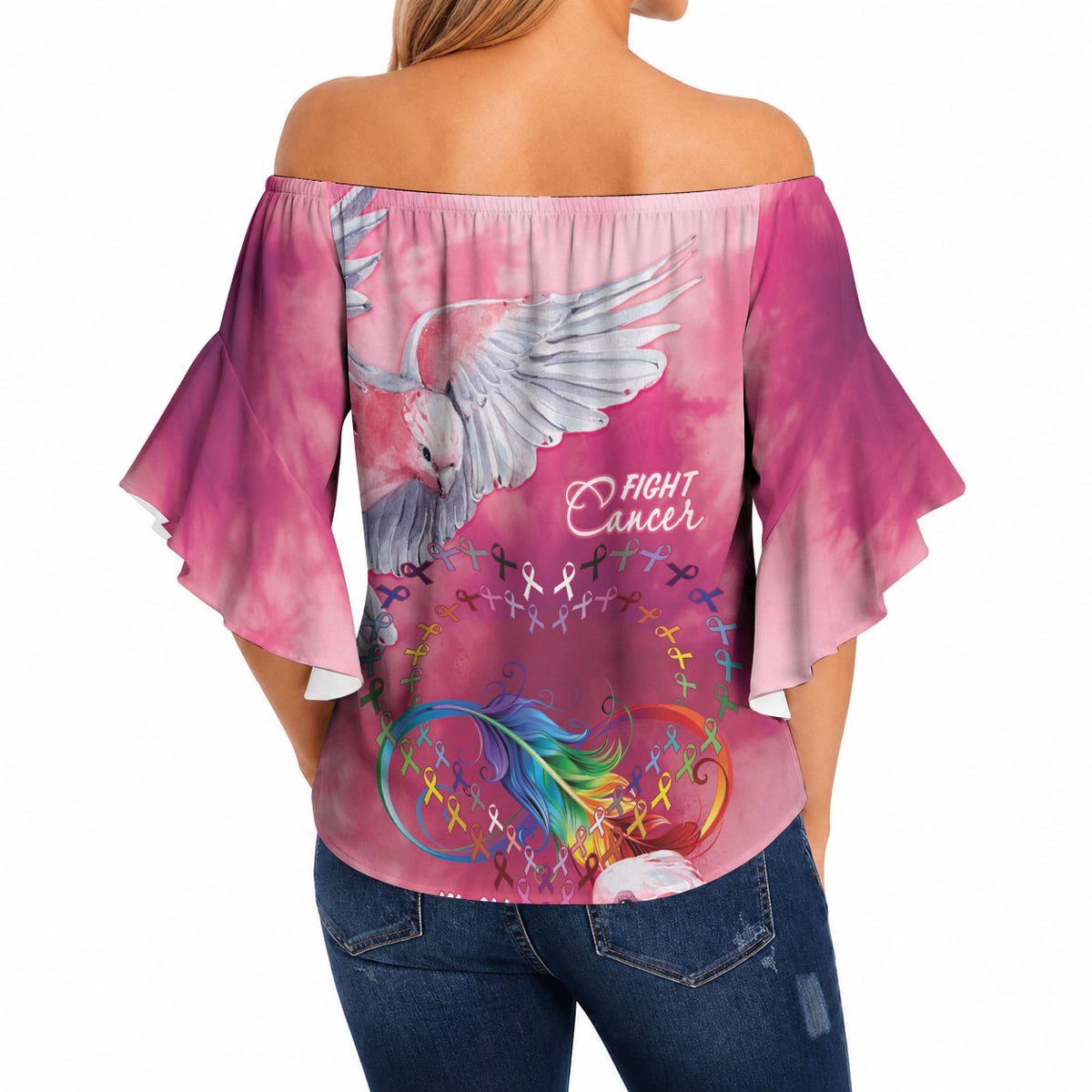 Australia Fight Cancer In All Colors Off Shoulder Wrap Waist Top Galah Pink Tie Dye
