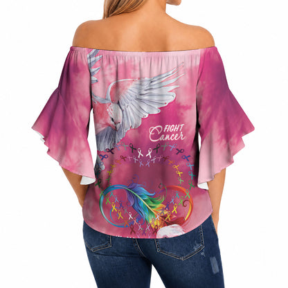 Australia Fight Cancer In All Colors Off Shoulder Wrap Waist Top Galah Pink Tie Dye